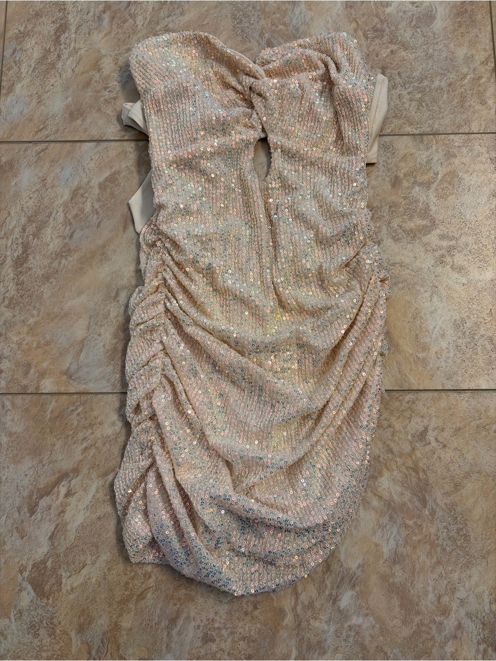 Lucy in the Sky Strapless Sequin Ruched Dress